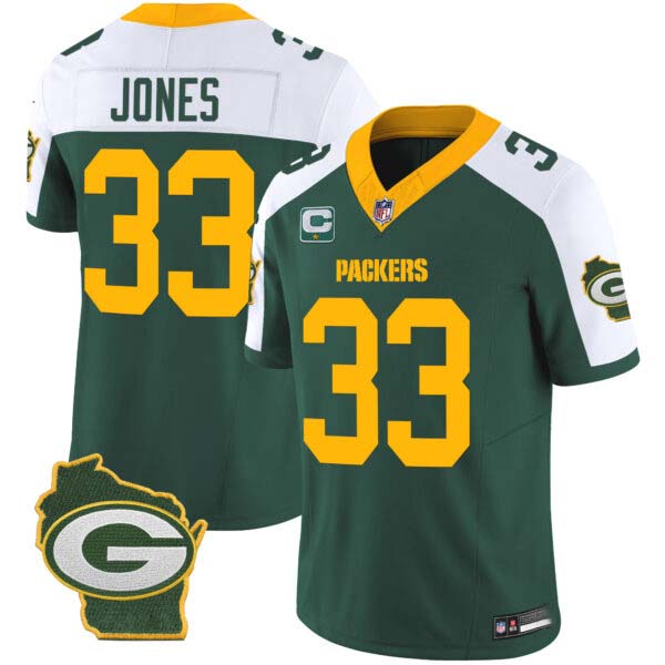 Men’s Packers Home Patch Vapor Jersey V3 – All Stitched