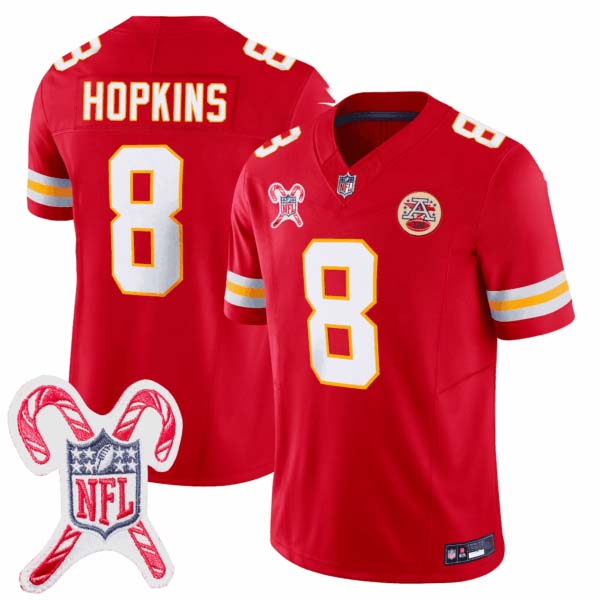 Men’s Kansas City Chiefs Christmas Patch Vapor Limited Jersey – All Stitched