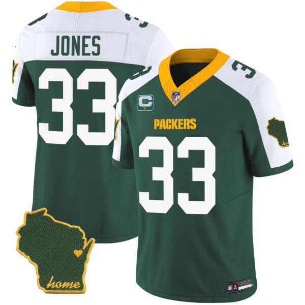 Men’s Packers Home Patch Vapor Jersey V2 – All Stitched