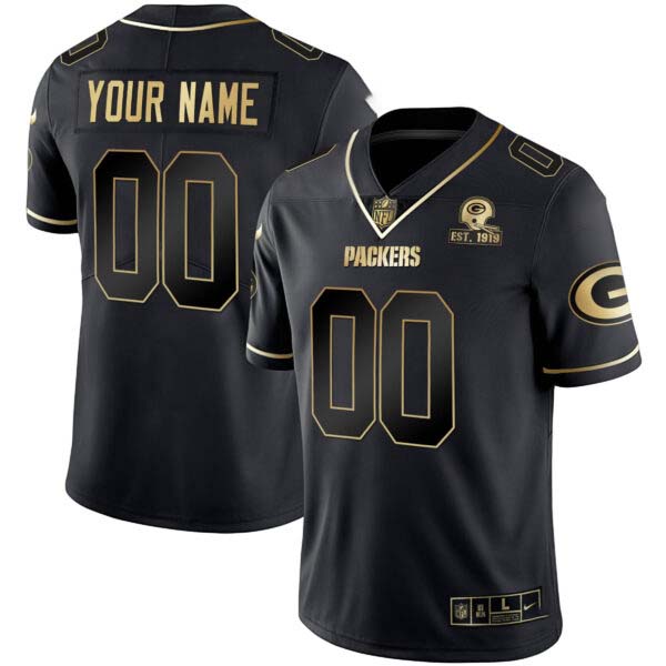 Packers Gold Est 1919 Patch Custom Name & Number Jersey – All Stitched