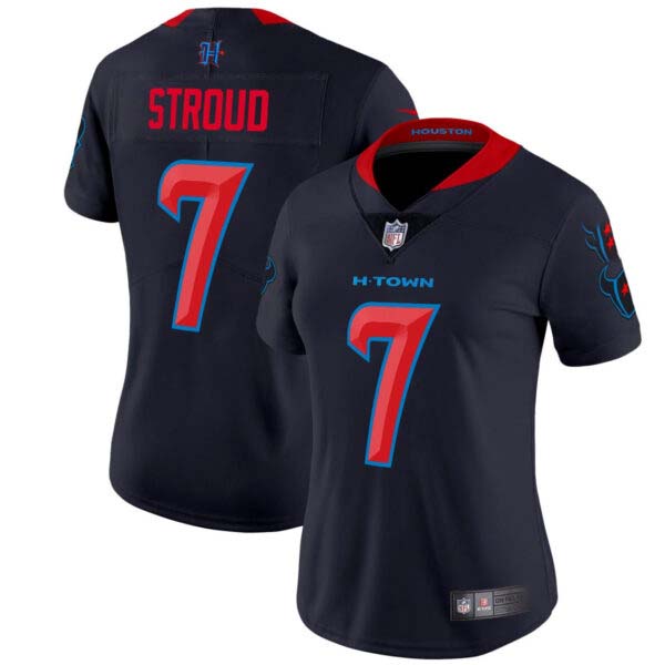 CJ Stroud Houston Texans Patch Navy Limited Women Jersey – All Stitched
