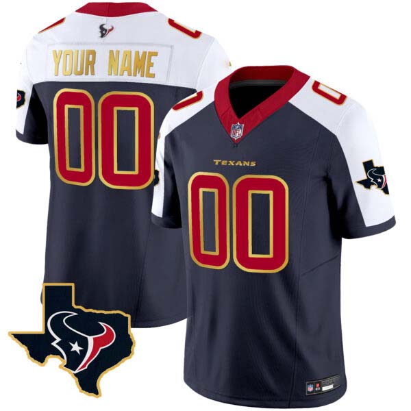 Houston Texans Gold Trim Vapor Custom Jersey – All Stitched