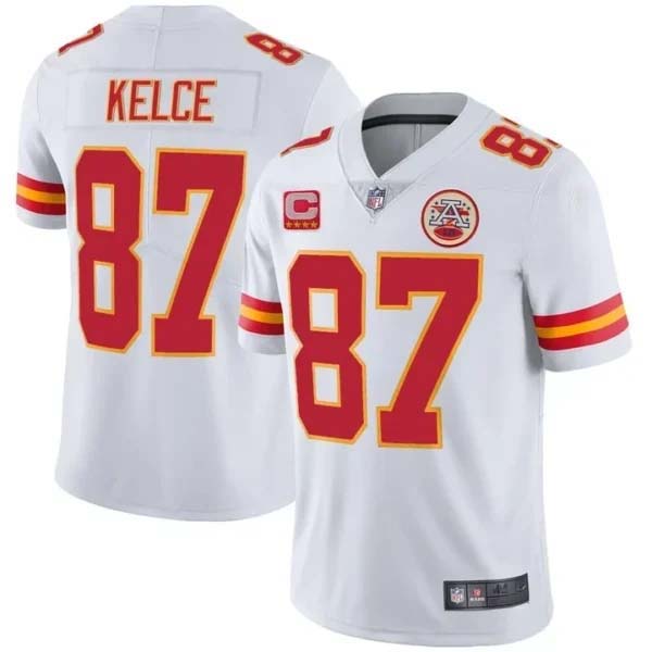 Travis Kelce Kansas City Chiefs White Jersey – All Stitched