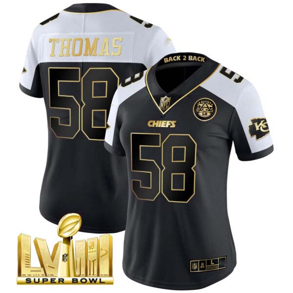 Women’s Chiefs Super Bowl LVIII & Back 2 Back Patch Vapor Jersey V5 – All Stitched