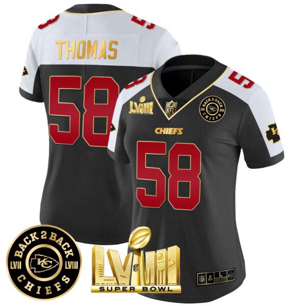 Women’s Chiefs Super Bowl LVIII & Back 2 Back Patch Vapor Jersey V3 – All Stitched