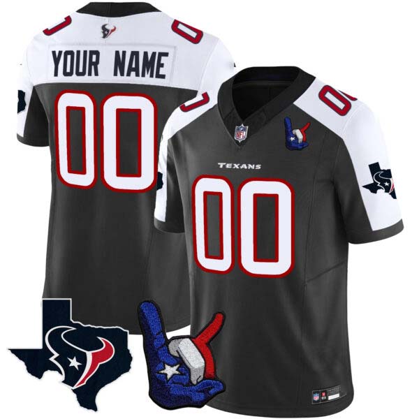 Houston Texans Hand Sign Throwing Up The H Vapor Custom Jersey – All Stitched