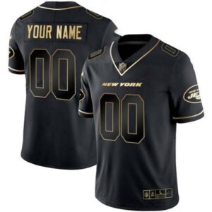 Jets Black Gold Custom Name and Number – All Stitched