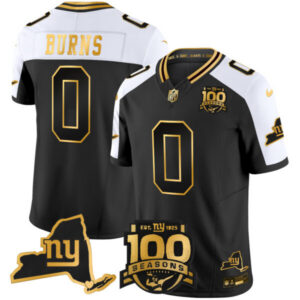 Men’s New York Giants 100th Season & State Patch Gold Vapor Limited Jersey – All Stitched