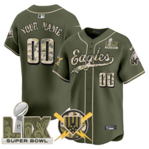 Philadelphia Eagles Armed Forces Day Super Bowl LIX Vapor Baseball Custom Jersey – All Stitched