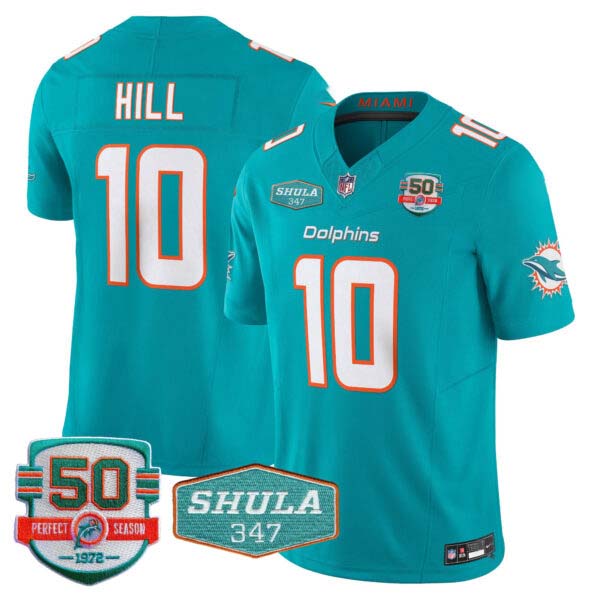 Tyreek Hill Miami Dolphins Shula 347 Patch Vapor Jersey – All Stitched