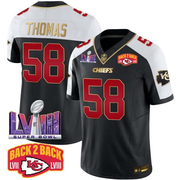 Men’s Chiefs Super Bowl LVIII & Back 2 Back Patch Vapor Jersey – All Stitched