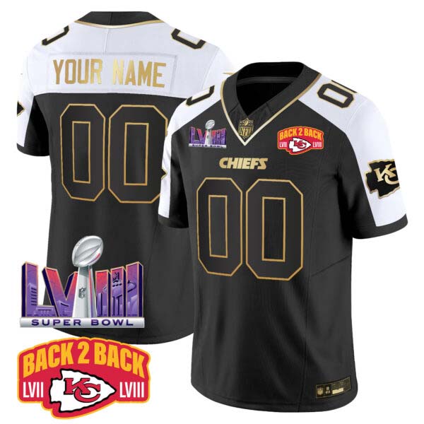Chiefs Super Bowl LVIII & Back 2 Back Patch Vapor Custom Jersey V2 – All Stitched