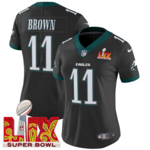 Women’s Philadelphia Eagles Super Bowl LIX Patch Vapor Limited Jersey – All Stitched