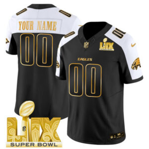 Philadelphia Eagles Super Bowl LIX Patch Gold Vapor Limited Custom Jersey – All Stitched
