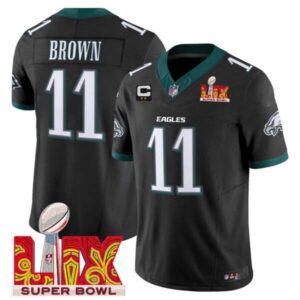 Men’s Philadelphia Eagles Super Bowl LIX Patch Vapor Limited Jersey – All Stitched