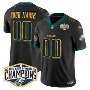 Eagles 2024 NFC East Division Champions Gold Trim Vapor Limited Custom Jersey – All Stitched