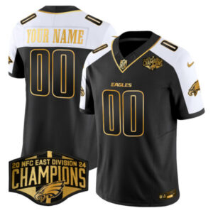 Eagles 2024 NFC East Division Champions Gold Vapor Limited Custom Jersey – All Stitched