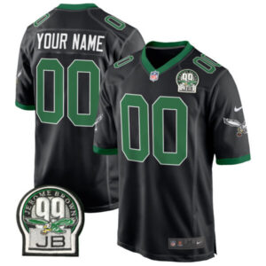 Eagles Jerome Brown Patch Kelly Green Game Custom Jersey – All Stitched
