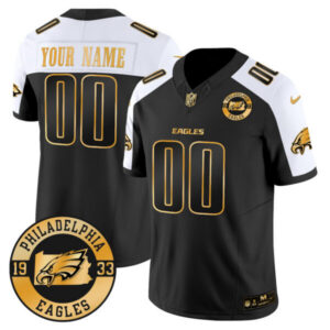 Eagles 2024 Gold Vapor Limited Custom Jersey – Est. 1933 Patch – All Stitched