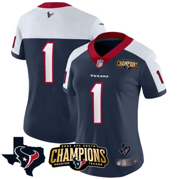 Women’s Houston Texans 2023 AFC South Champions Patch Vapor Jersey – All Stitched
