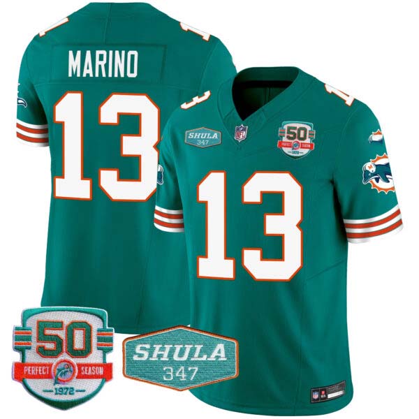 Men’s Dolphins Throwback Shula 347 Patch Vapor Jersey – All Stitched