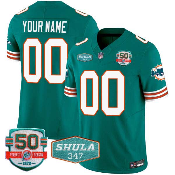 Dolphins Throwback Shula 347 Patch Vapor Custom Jersey – All Stitched