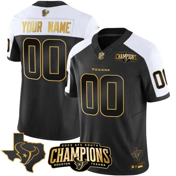 Houston Texans 2023 AFC South Champions Patch Gold Vapor Custom Jersey – All Stitched