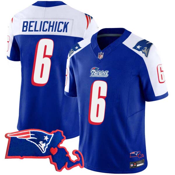 Women’s Patriots Bill Belichick 6x Champions Vapor Jersey – All Stitched