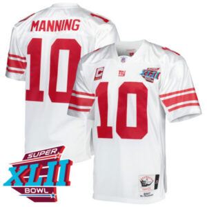 Eli Manning New York Giants White Super Bowl XLII Throwback Jersey – All Stitched