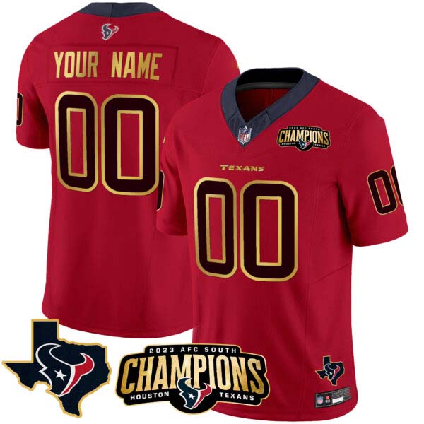 Houston Texans 2023 AFC South Champions Patch Gold Trim Vapor Custom Jersey – All Stitched