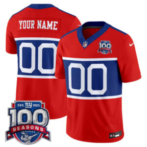 New York Giants ‘Century Red’ 100th Season Commemorative Vapor Custom Jersey – All Stitched