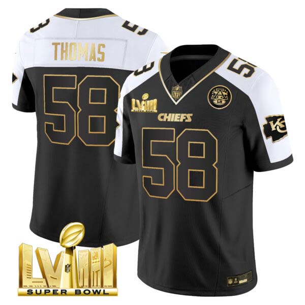Men’s Chiefs Super Bowl LVIII Gold Patch Vapor Jersey V4 – All Stitched