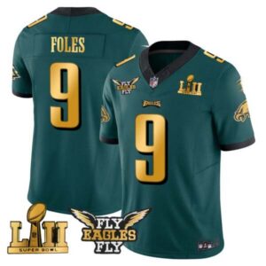 Nick Foles Philadelphia Eagles Gold Trim Super Bowl Jersey – All Stitched