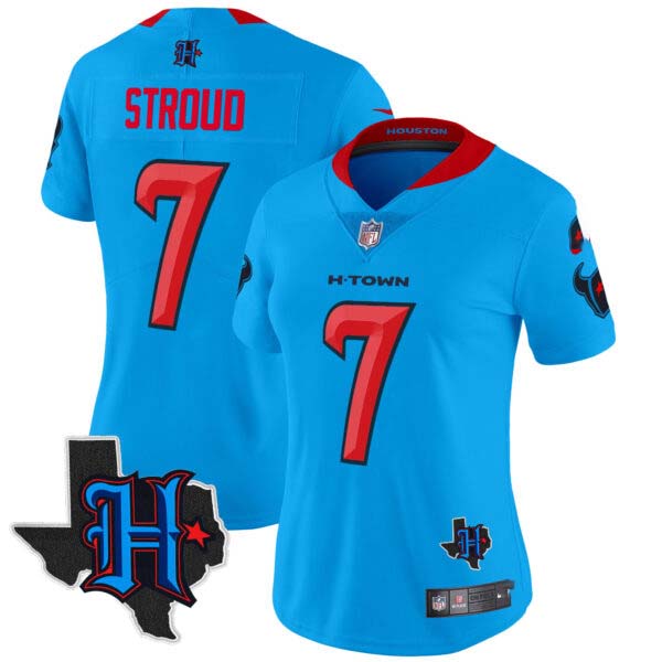 Women’s Houston Texans 2024 Texas Patch Vapor Limited Jersey V2 – All Stitched