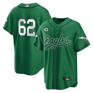 #62 Philadelphia Eagles Kelly Green Baseball Jersey – All Stitched