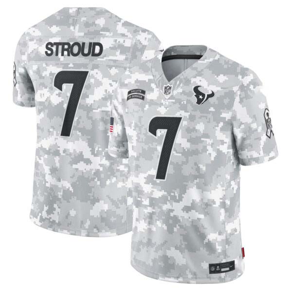 C.J. Stroud Houston Texans 2024 Salute to Service Vapor Limited Jersey – Arctic Camo – All Stitched