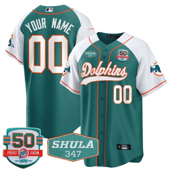 Dolphins 50th & Don Shula 347 Memorial Patch Baseball Custom Jersey – All Stitched