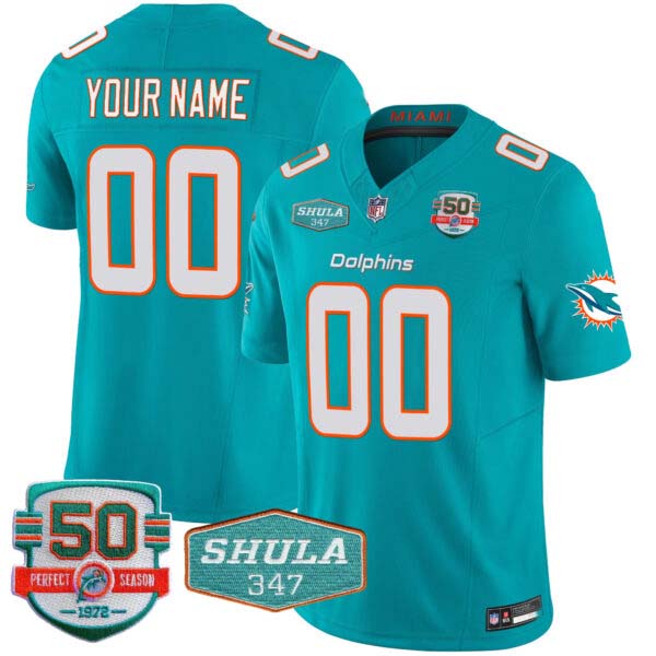 Dolphins Shula 347 Patch Vapor Custom Jersey – All Stitched
