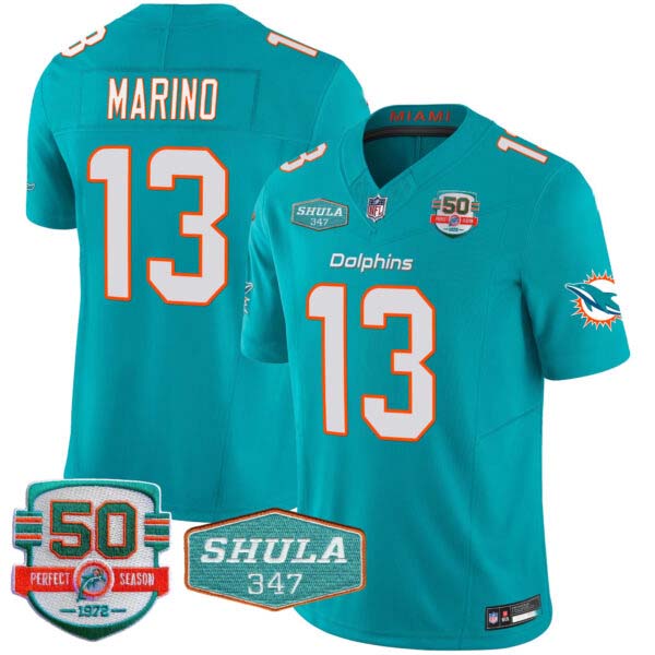 Men’s Dolphins Shula 347 Patch Vapor Jersey – All Stitched