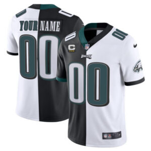 Philadelphia Eagles Custom Split Black White Jersey – All Stitched