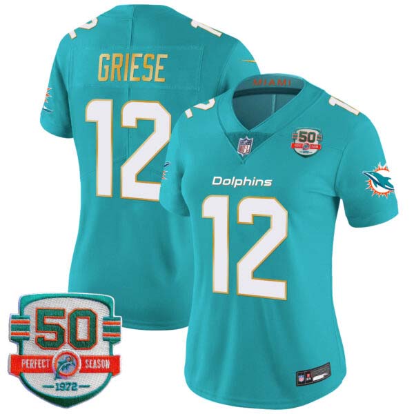 Women’s Dolphins Gold Trim Vapor Limited Jersey – All Stitched