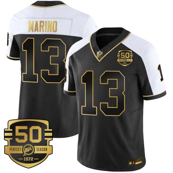 Men’s Dolphins Throwback Gold Vapor Jersey – All Stitched