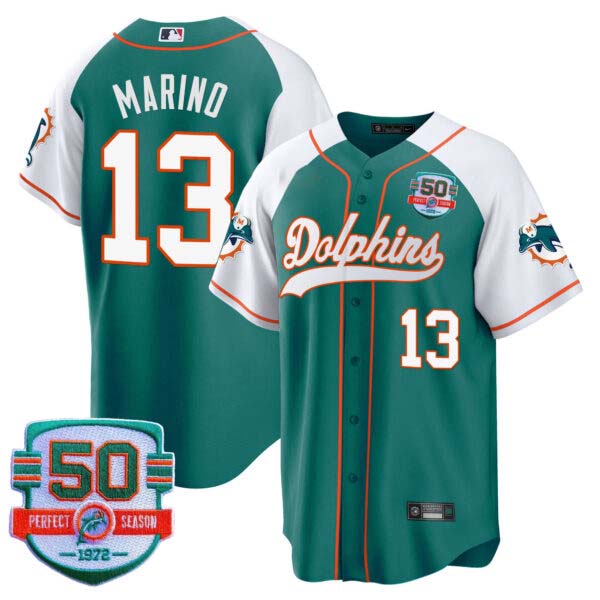 Men’s Dolphins Throwback Baseball Jersey – All Stitched