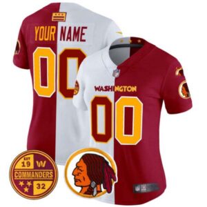 Women’s Washington Half Redskins & Commanders Vapor Limited Custom Jersey – All Stitched