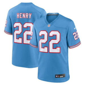 Derrick Henry Tennessee Titans Oilers Throwback Light Blue Jersey – All Stitched