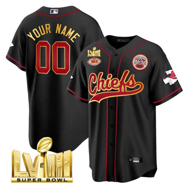 Chiefs Super Bowl LVIII Gold Patch Baseball Custom Jersey – All Stitched