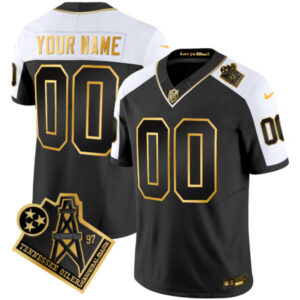 Titans 1997 Throwback Gold Vapor Custom Jersey – All Stitched