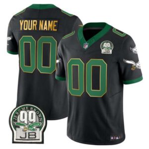 Eagles Jerome Brown Patch Kelly Green Gold Trim Custom Jersey – All Stitched