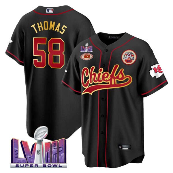 Men’s Chiefs Super Bowl LVIII Patch Baseball Jersey – All Stitched