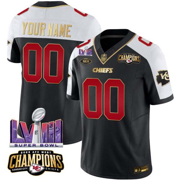 Chiefs AFC West Champions & Super Bowl LVIII Patch Vapor Custom Jersey – All Stitched